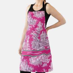 Elegant  roze magenta meer toile de jouy schort