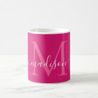 Elegant Roze Magenta Wit Monogram Script Stijlvol