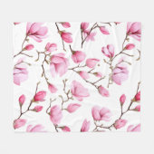 Elegant roze magnolia patroon fleece deken (Voorkant (Horizontaal))