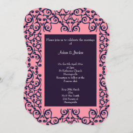 Elegant roze marine Abstract Pattern WEDDING Kaart