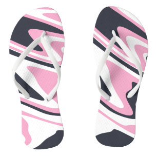 Elegant roze, marineblauw en witte marmer teenslippers