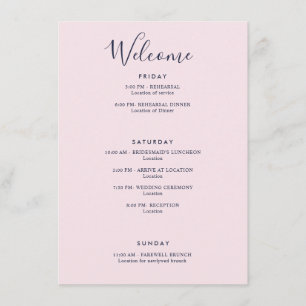 Elegant roze marineweg Modern Welkomstreisroute Informatiekaartje