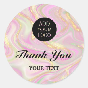elegant roze marmer chic gold glitter ronde sticker