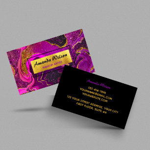 Elegant roze marmer faux goudglitter visitekaartje