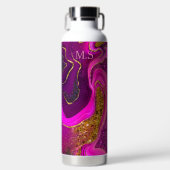 Elegant roze marmer faux goudglitter waterfles (Voorkant)