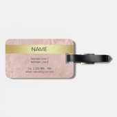 Elegant roze marmer Gold Monogram Letter Initiaal Bagagelabel (Achterkant horizontaal)