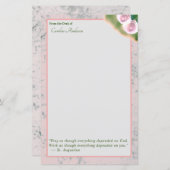 Elegant Roze Marmer Inspirerend Briefpapier (Voorkant / Achterkant)
