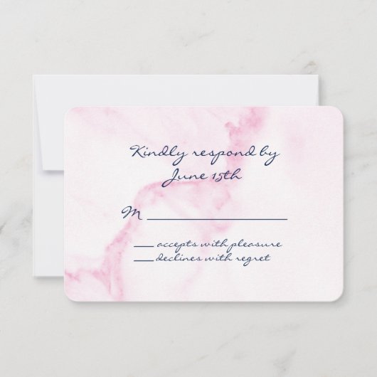 Elegant roze marmer RSVP (Voorkant)