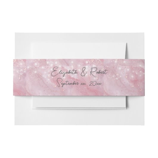 Elegant roze marmer Sparkle Stars Uitnodigingen Wikkel (Voorkant Voorbeeld)