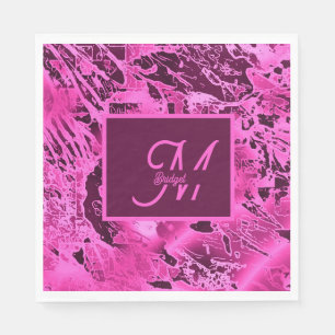 Elegant Roze Marmer vet Monogram Typografie Servet