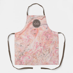 Elegant Roze Marmeren Monogram Schort
