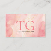 Elegant roze marmeren monogram Visitekaartje (Voorkant)