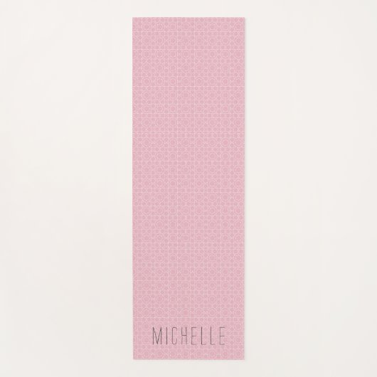 Elegant roze Marokkaans patroon met naam Yogamat (Voorkant)