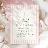 Elegant roze meisje doop kaart