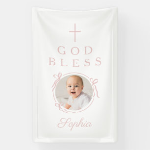 Elegant Roze Meisje God Bless Foto Spandoek