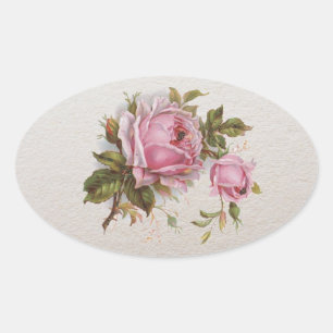 Elegant Roze Meisje Schattige Roos Ovale Sticker