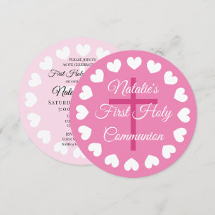 Elegant roze meisje's eerste heilige communistisch kaart
