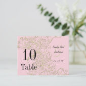 Elegant roze met Gold Swirls Table Numbers Briefkaart (Staand voorkant)