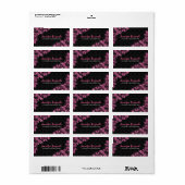 Elegant Roze Metaal Kant Zwart Damasks Etiket (Full Sheet)