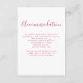 Elegant roze minimale bruiloft accommodatie Kaart (Voorkant)