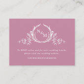 Elegant Roze Monogram Bruiloft Details / Website Informatiekaartje (Voorkant)