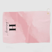 Elegant roze monogram golfhanddoek (Horizontaal)