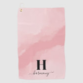 Elegant roze monogram golfhanddoek (Voorkant)
