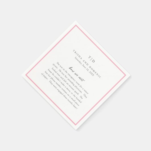 Elegant roze monogram moderne bruiloft servet (Hoek)