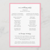 Elegant Roze Monogram Moderne Trouwdag Programma (Achterkant)