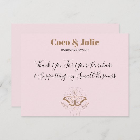 Elegant roze Mystical Custom Logo Hartelijk dank (Voorkant / Achterkant)