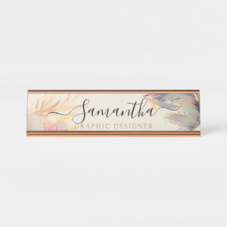 Elegant Roze Neutraal Leuk Boho Handgeschreven Scr Bureau Naambordje
