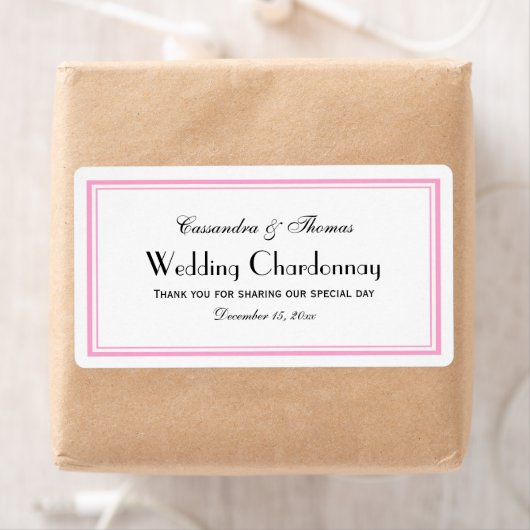 Elegant roze omhuld H Wijnflesetiket Etiket (Insitu)