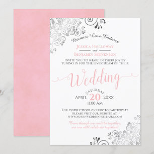 Elegant Roze op White Wedding Livestream Kaart