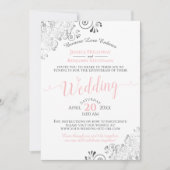 Elegant roze op witte bruiloft livestream kaart (Voorkant)