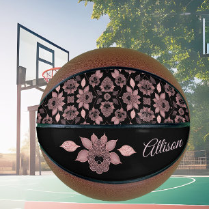 Elegant roze op zwart kant in stijl basketbal