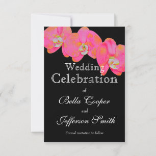 Elegant Roze oranje waterverf Orchidee schilderij Save The Date