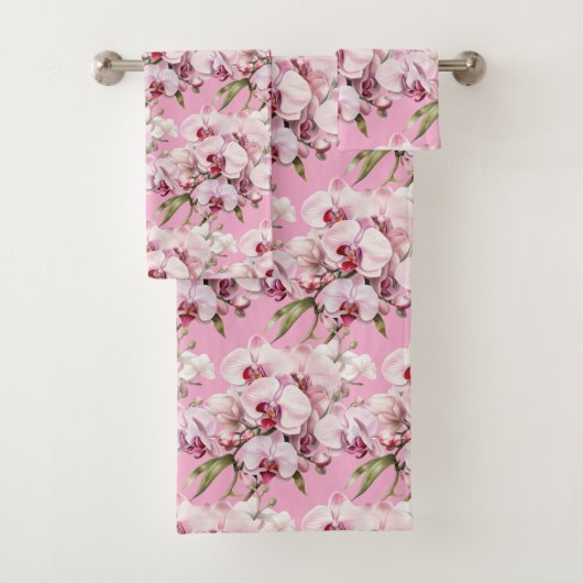 Elegant roze orchidee bad handdoek (Insitu)