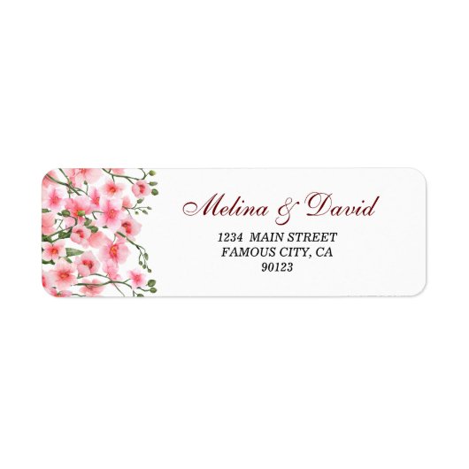 Elegant roze orchidee Florals Adres Etiket (Voorkant)