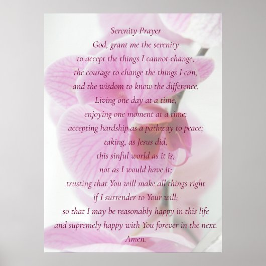 Elegant roze orchidee Script Service Prayer Poster (Voorkant)