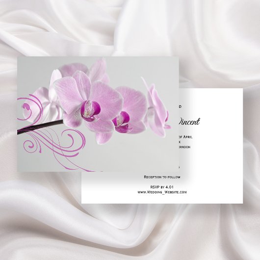 Elegant roze orchideeën Wedding Kaart