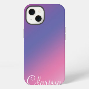 elegant roze paars blauw ombre gradiënt kleurloos iPhone 13 hoesje