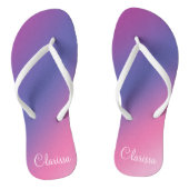 elegant roze paars blauw ombre gradiënt kleurloos teenslippers (Voetbed)