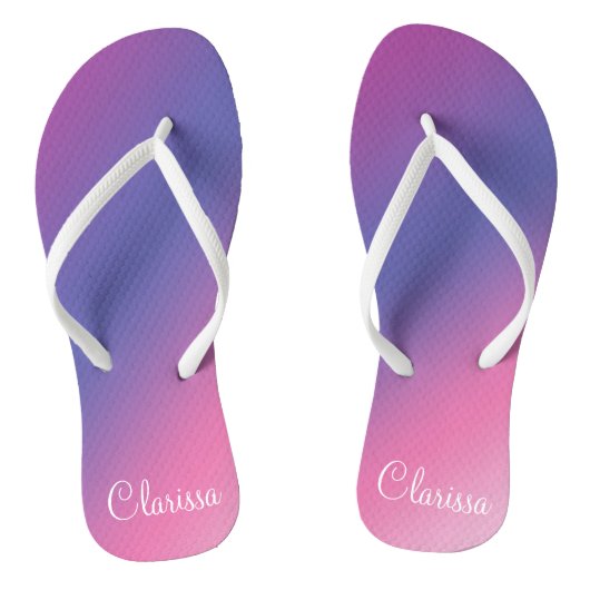 elegant roze paars blauw ombre gradiënt kleurloos teenslippers (Voetbed)