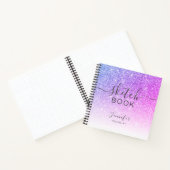 Elegant roze Paars Glitter Sketchbook Name Script Notitieboek (Binnen)