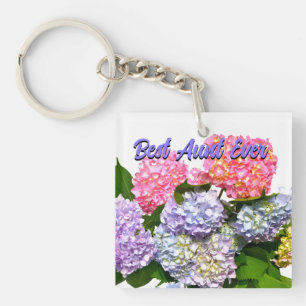 Elegant roze paarse blauw bloemenboeket beste tant sleutelhanger