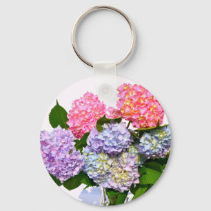 Elegant roze paarse blauw bloemenhortensia boeket sleutelhanger