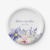 Elegant Roze Paarse Bloemen 95ste Verjaardagsfeest Papieren Bordje (Voorkant)