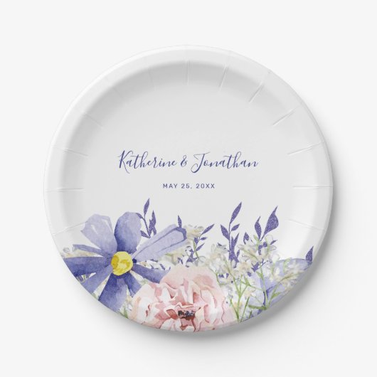 Elegant Roze Paarse Bloemen 95ste Verjaardagsfeest Papieren Bordje (Voorkant)