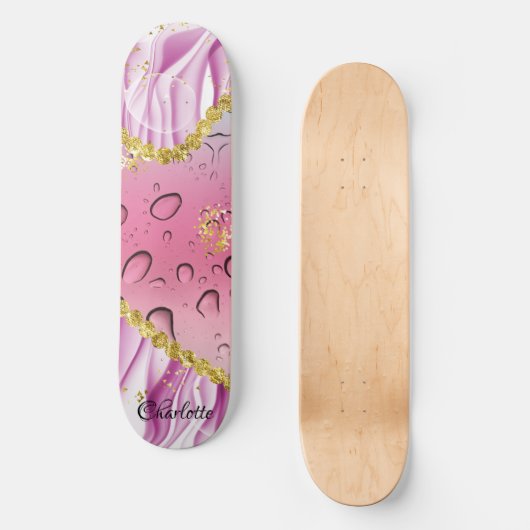 Elegant roze, Paarse en witte gradiënt ombre Skateboard (Voorkant)