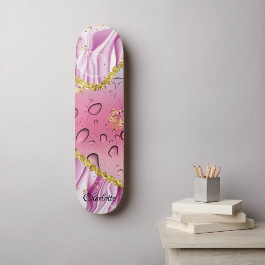 Elegant roze, Paarse en witte gradiënt ombre Skateboard (Muurkunst)
